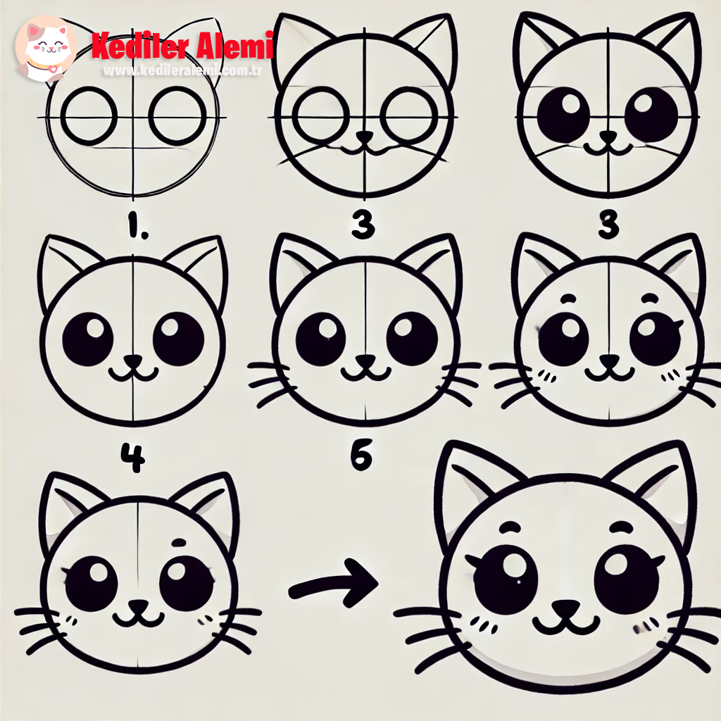 Kedi Gözler Burun ve Ağız Çizimi