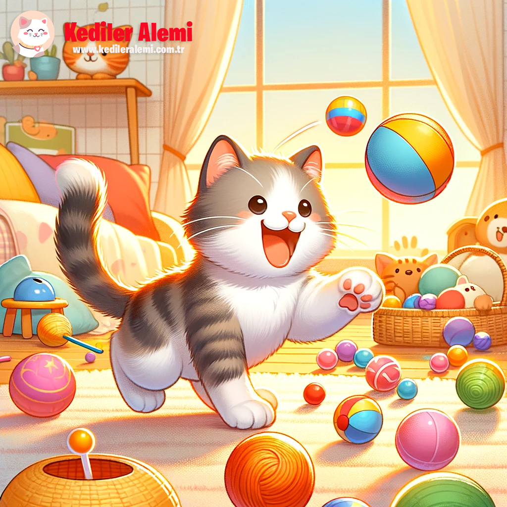Toplar ve Zıplayan Oyuncaklar Kedi